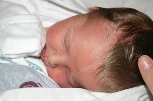 Aaron and Kari’s new son, Christian, sleeping