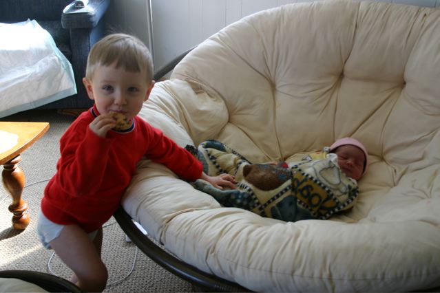 Christian with his new sister, Abigail